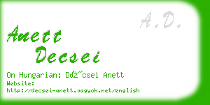 anett decsei business card